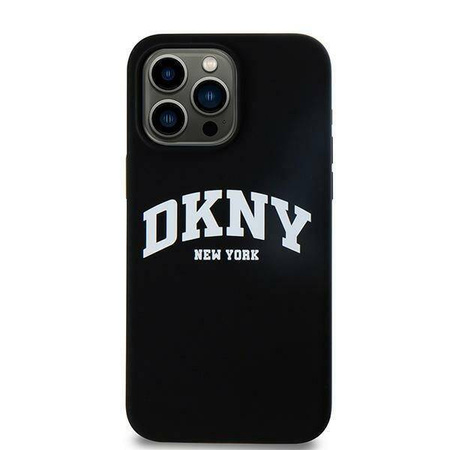 Oryginalne Etui IPHONE 16 PRO MAX DKNY Hardcase Silicone White Printed Logo MagSafe (DKHMP16XSNYACH) czarne