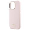 Original Case IPHONE 16 PRO Guess Hardcase Silicone Script Metal Logo & Frame (GUHCP16LSMBSLP) pink