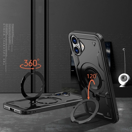 Hybrid Armor Trendige Hülle mit MagSafe für iPhone 16 Plus – Schwarz