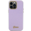 Guess Glitter Glossy Script Hülle für iPhone 15 Pro – Flieder