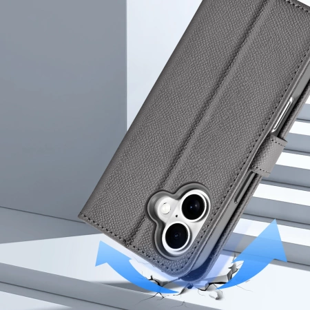 Etui skórzane Dux Ducis Lawa na iPhone 16  - szare