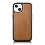 iCarer Leather Oil Wax case covered with natural leather for iPhone 14 (MagSafe compatible) braun (WMI14220717-TN)