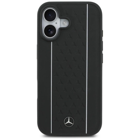 Mercedes Leder Star Pattern Stripes MagSafe Hülle für iPhone 17 - Schwarz