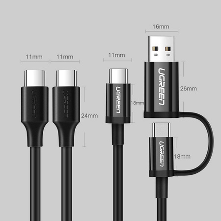 Ugreen USB Type C Lade- und Datenkabel 3A 2m schwarz (US286)