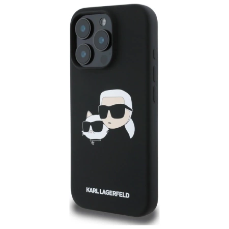 Karl Lagerfeld Silikonhülle Heads Print MagSafe für iPhone 16 Pro - Schwarz