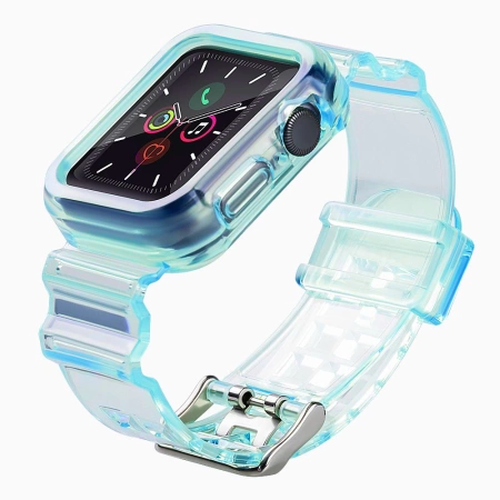Silikonband Armband Armband Gehäuseband Lichtset Für Apple Watch 44mm - Blau
