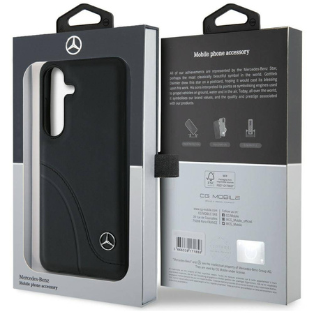 Original Handyhülle SAMSUNG GALAXY S25 Mercedes Leather Curved Stitches schwarz