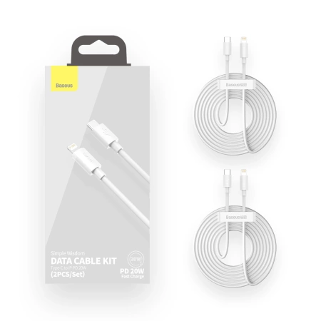 Baseus 2x kabel USB Typ C - Lightning szybkie ładowanie Power Delivery 20 W 1,5 m biały (TZCATLZJ-02)