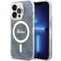 Oryginalne Etui GUESS hardcase IML 4G MagSafe GUHMP15LH4STB do Iphone 15 Pro niebieski