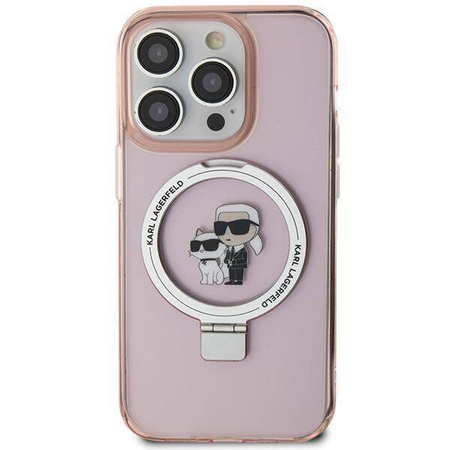 Karl Lagerfeld KLHMP15XHMRSKCP iPhone 15 Pro Max 6.7&quot; pink/pink hardcase Ring Stand Karl&amp;Choupette MagSafe