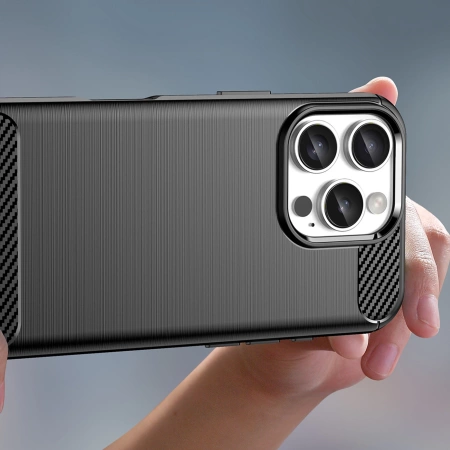 Carbon Case Silikonhülle für iPhone 16 Pro - Schwarz