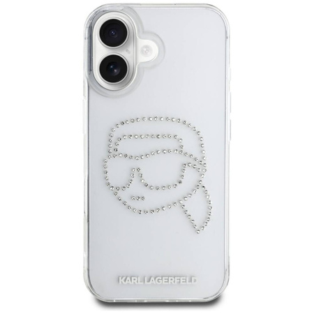 Oryginalne Etui IPHONE 16 Karl Lagerfeld Hardcase IML Rhinestones Karl Head transparentne