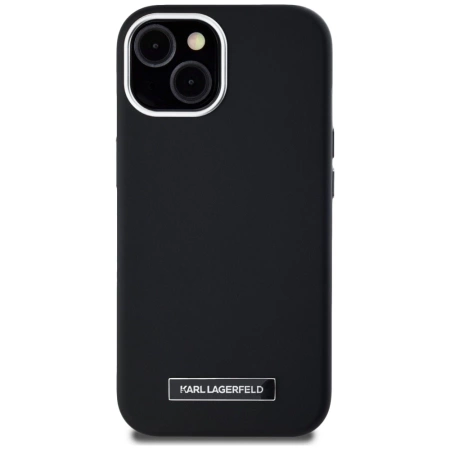 Karl Lagerfeld FW Metal Plate MagSafe iPhone 15 Case - Black