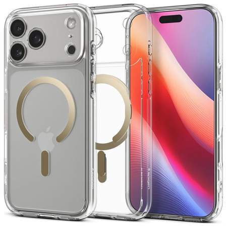 SPIGEN futerał ULTRA HYBRID MAG kompatybilny z MagSafe do IPHONE 17 Pro Max clear gold