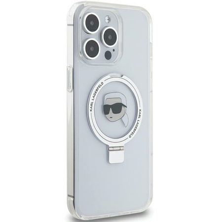 Etui Karl Lagerfeld Ring Stand Karl Head MagSafe do iPhone 15 Pro Max - białe