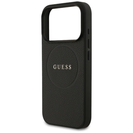 Guess Grained Ring MagSafe Hülle für iPhone 17 Pro - Schwarz