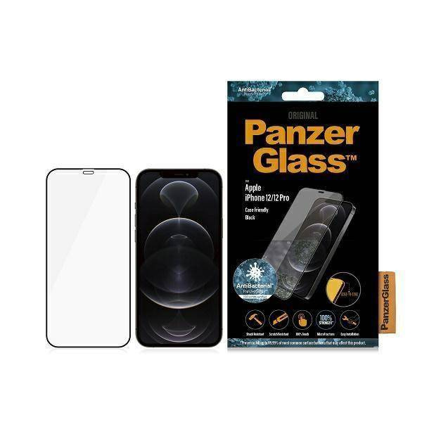 PanzerGlass E2E Super+ iPhone 12/12 Pro Case Friendly AntiBacterial MicroFracture czarny/black