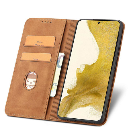 Magnet Fancy Case für Samsung Galaxy S23+ Flip Cover Wallet Stand Braun
