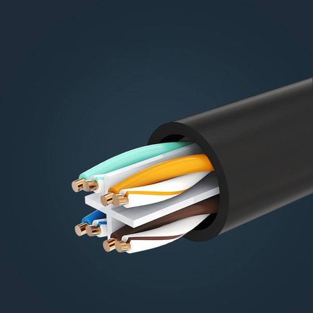 Ugreen przedłużacz kabel internetowy Ethernet RJ45 Cat 6 FTP 1000 Mbps 1 m czarny (NW112 11279)
