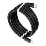 Kabel Typ C do iPhone Lightning 8-pin Power Delivery PD18W magnetycznie zwijany 3A C673 czarny 1 metr