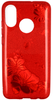 Etui Brokat Glitter SAMSUNG GALAXY J6+ J6+ Plus czerwony kwiat
