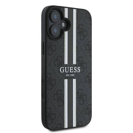 GUESS futerał do IPHONE 16 Plus kompatybilny z MagSafe GUHMP16MP4RPSK (4G Pronted Stripes) czarny