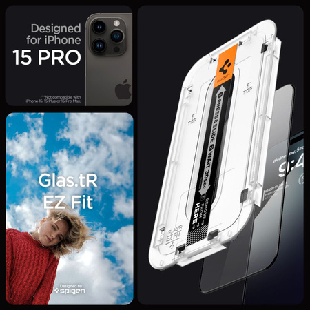TEMPERED GLASS Spigen GLAS.TR &quot;EZ FIT&quot; FC 2-PACK IPHONE 15 PRO BLACK