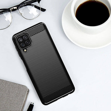 Carbon Case Flexible Cover TPU Case for Samsung Galaxy A22 4G black