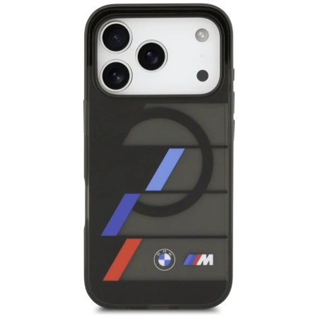 BMW M IML Metallknöpfe, dreifarbige Linien, MagSafe-Hülle für iPhone 17 Pro – Schwarz