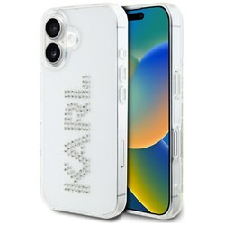 Original Case IPHONE 16 Karl Lagerfeld IML Rhinestones Logo transparent