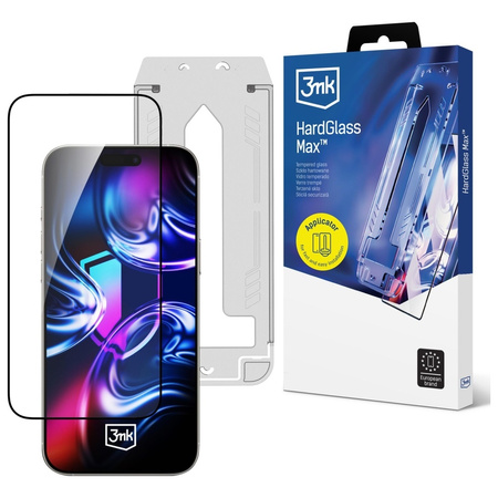 Szkło hartowane 3MK HardGlass Max z aplikatorem do Apple iPhone 16 Pro/17