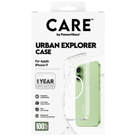 Etui CARE by PanzerGlass Flagship Urban Explorer w. White MagSafe na iPhone 17 - przezroczyste