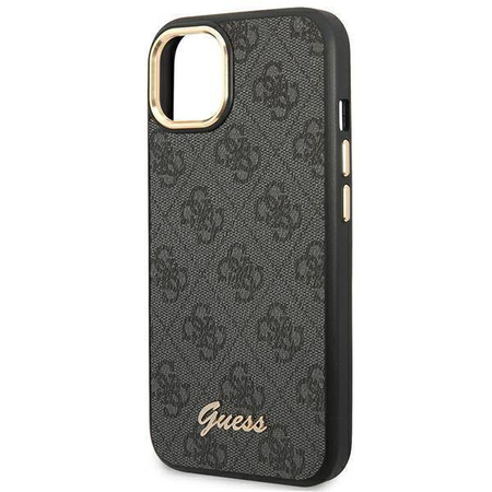 Original Case IPHONE 14 PLUS Guess Hard Case 4G Vintage Gold Logo (GUHCP14MHG4SHK) black