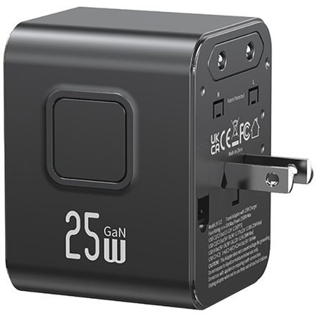 Ładowarka sieciowa USAMS Travel Adapter CC309 2xUSB-C 25W 4w1 US/AU/EU/UK czarny