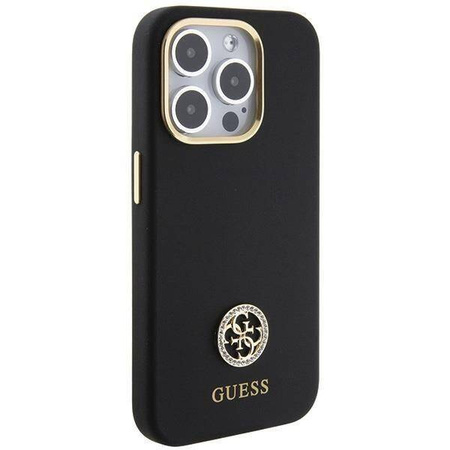 Oryginalne Etui APPLE IPHONE 15 PRO MAX Guess Hardcase Silicone Logo Strass 4G (GUHCP15XM4DGPK) czarne