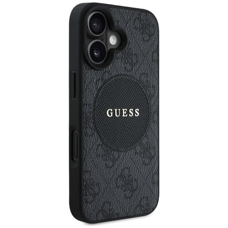 Original Handyhülle IPHONE 16 Guess 4G Circle Classic Logo MagSafe schwarz