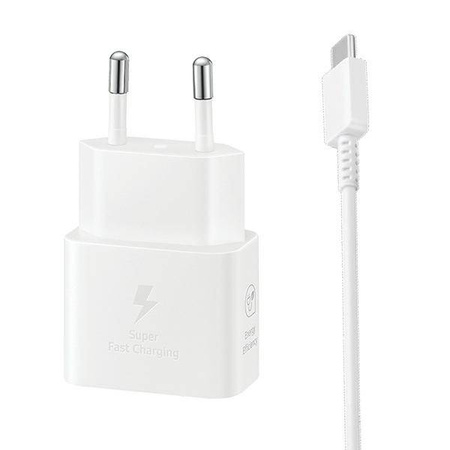 Oryginalna Ładowarka Sieciowa Samsung GaN Super Fast Charger EP-T2510XWEGEU USB Typ C 3A 25W biały blister