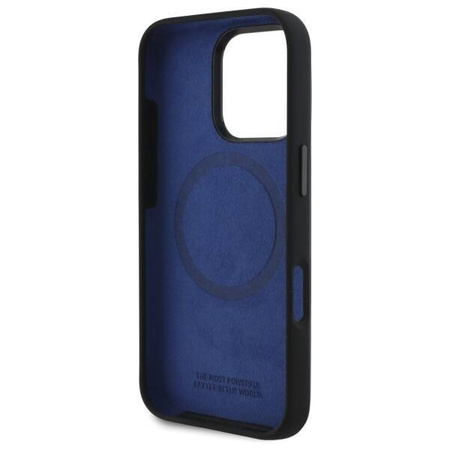 Original Handyhülle IPHONE 16 PRO MAX BMW Hardcase Silicone Hexagon Blue Line MagSafe (BMHMP16X23SHEB) schwarz
