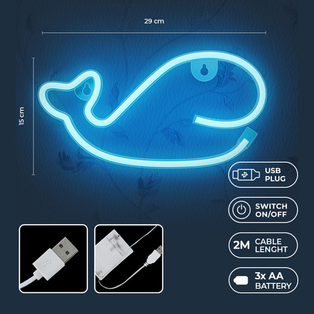 Neon LED WIELORYB niebieski Bat + USB FLNE19 Forever Light