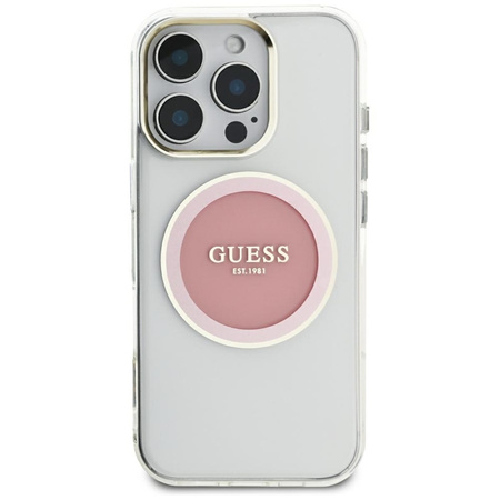 Guess IML Metal Colored Circle Classic Logo MagSafe - Etui do iPhone 16 Pro Max (różowy)