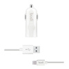 Budi - Ładowarka samochodowa USB + kabel Lightning (Biały)