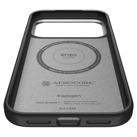 Spigen Enzo Aramid "T" MagSafe Case für iPhone 17 Pro - Schwarz und Silber