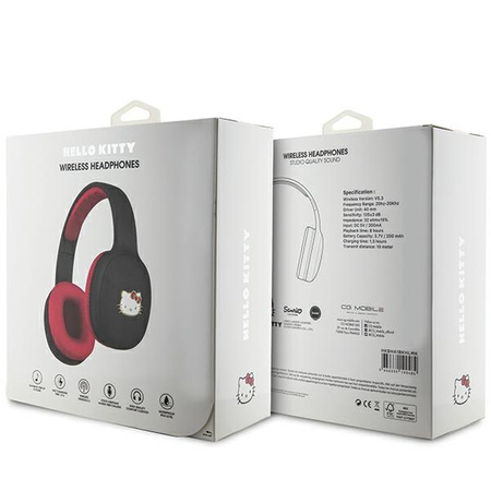 Hello Kitty słuchawki nauszne Bluetooth HKBHA1BKHLMK czarny/black Metal Logo