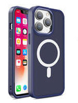 Magnetische, farbige Matte Hülle für iPhone 15 Plus – Marineblau