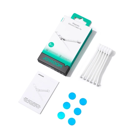 Joyroom JR-ZS422 Silikon-Kabelbinder mit Magnet, 6er-Set, Weiß