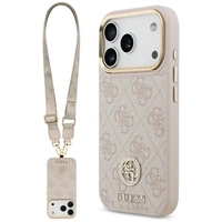 Guess 4G Strass Logo &amp; Big Strap Metal Buttons MagSafe Case für iPhone 17 Pro - Pink
