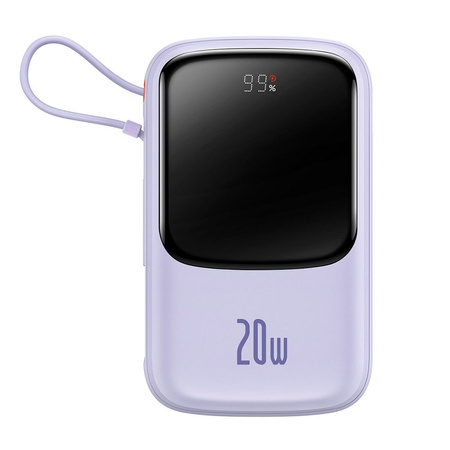 Baseus Qpow Powerbank 10000mAh integrierter Lightning 20W Schnellladekabel SCP AFC FCP lila (PPQD020005)