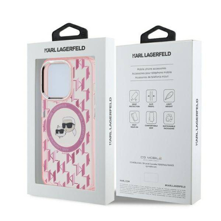 Karl Lagerfeld KLHMP15XHMCKMHP iPhone 15 Pro Max 6.7" różowy/pink IML Monogram Karl&Choupette Head MagSafe