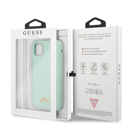 Etui Guess GUHCN65LSLMGGR iPhone 11 Pro Max zielony/green hard case Silicone Vintage Gold Logo