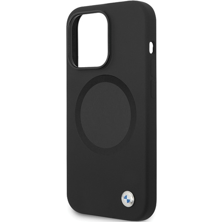 Oryginalne Etui IPHONE 14 PRO BMW Signature Liquid Silicone MagSafe (BMHMP14LSILBK2) czarne